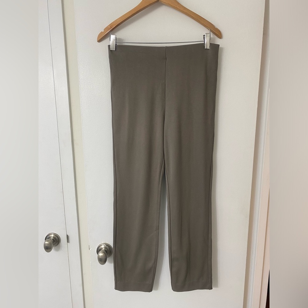 Ecru Taupe Tan Gray Seamless Cropped Straight leg dress pant​